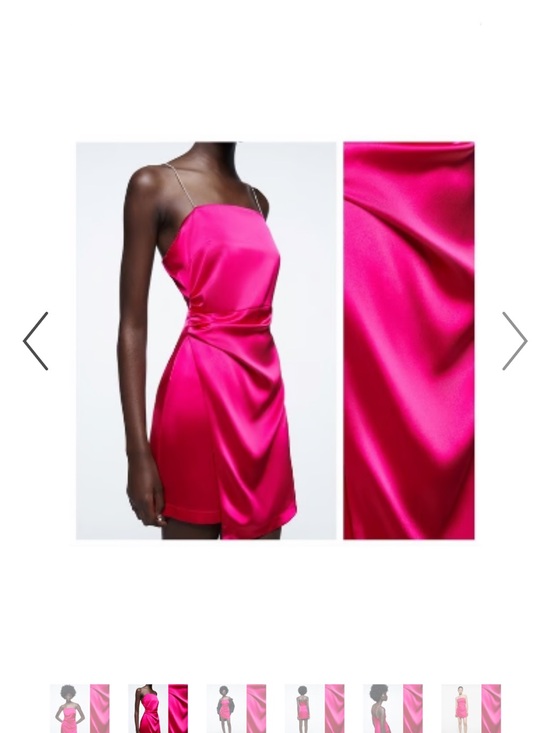 Zara Dresses & Skirts - Zara Fuchsia Satin Mini Dress with rhinestone Straps XS
